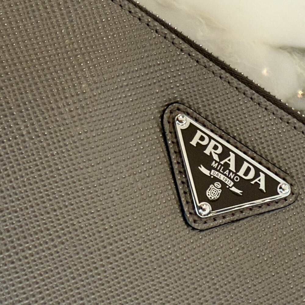 Prada‎ Grey Saffiano Leather Pouch Bag, 2NH024 - Picture 5 of 16